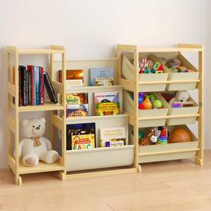 lot 9231 image: Kids Bookshelf and Toy Storage Organizer with 3-Tier Book Display and Shelves, Kids Toy Organizers and Storage with Bins, Book Shelf for Kids Rooms, Playroom Decor for Toddler Bedroom Nursery