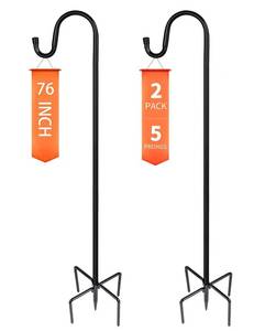 lot 9242 image: Ottsuls Shepherd-Hooks Adjustable for Bird-Feeder Lantern Plant-Hook Garden-Stake - Plant Stand Hanger for Outdoor Flower Basket, Bird Feeder Hanger Weddings Decor