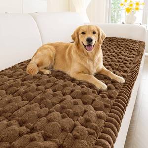 lot 9270 image: Smiry Couch Covers for Dogs Washable, Non Slip Fuzzy Pet Couch Covers for Sofa, Soft Thick Sofa Slipcovers Furniture Protector Pet Friendly (Chocolate, 27.6 x 82.7)