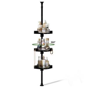 lot 9275 image: 360° Rotating Shower Caddy Tension Pole, 3 Tiers Corner Shower Organizer for Bathroom Shelf Bathtub, Adjustable Standing Shower Rack Bathroom Accessories, Easily Assemble, 34-124 Inch Height, Black