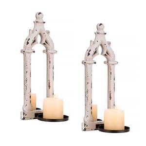 lot 9278 image: Walasis Farmhouse Mirror Wall Candle Sconces Set of 2 - Shabby Chic Decor Rustic Candle Holder French for Bathroom Living Room Mirrored Sconce