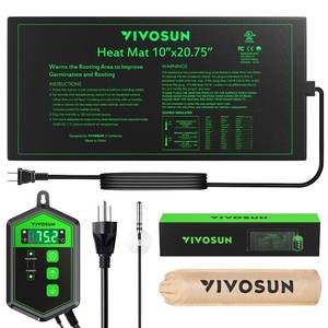 lot 9285 image: VIVOSUN 10x 20.75 Seedling Heat Mat and Digital Thermostat Combo Set, UL & MET-Certified Warm Hydroponic Heating Pad for Germination, Indoor Gardening, Greenhouse