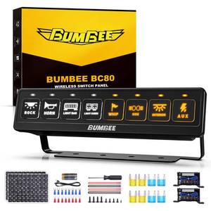 lot 9297 image: Bumbee 8 Gang Wireless Switch Panel, 4 Control Modes Flash Momentary Strobe Constant Light, Multi-Function Toggle Switches, Remote Control Range Up to 164FT Up to 4-Panel Sync, Waterproof Design