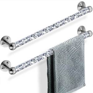 lot 9301 image: Meetart Crushed Diamond Glass Towel Bar for Bathroom,Set of 2 Towel Rods Wall-Mounted��,Towel Racks for Bath Towels,Hand Towels(15.5)