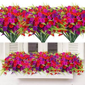 lot 9302 image: HIAGROW Artificial Flowers for Outdoors 12 Bundles Artificial Petunias Fake Flowers UV Resistant Shrubs Plants with Fern for Indoor Outside Hanging Planters Home Garden Spring Summer Decorations