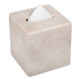 lot 9303 image: Creative Home Luxury Natural Champagne Marble Tissue Box Cover Heavy-Duty Square Facial Tissue Holder, Hand-Carved for Bathroom Bedroom Living Room, Elegant Durable, Beige, 5.4 x 5.4 x 5.6 H Inch