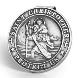 lot 10418 image: Qflrgon St Christopher Medal for Car, Visor Clips for Cars, Saint Christopher Medal, Guardian Angel Visor Clip, Catholic Gifts for Loved Ones, Friends and New Drivers(1PCS)