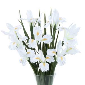 lot 10422 image: LFF 10Pcs Artificial White Iris Flowers with 27.5 Long Stems, Realistic Faux Iris Bouquet, Fake Flowers for Home Table Centerpiece, Outdoor Garden & Indoor Floral Arrangements (White)