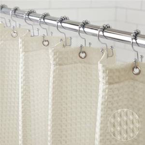 lot 10424 image: GORILLA GRIP Textured Shower Curtain, Thick Weighted Fabric, Wrinkle and Rust Resistant, Hotel Quality Design, Heavy Duty Curtains for Bathroom Showers, Bath Tubs, Machine Wash, 72x72, Ivory Cream