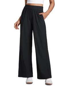 lot 10430 image: CRZ YOGA Lightweight Drapey Wide Leg Casual Pants for Women 30 - Flowy Travel Work Loose Fit Summer Black Medium