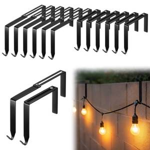 lot 10433 image: Frienda 12 Pcs Adjustable Outdoor Light String Metal Hooks for 3.2-6 Inch Concrete Wall Cinder Block Fences Hangers Outdoor Light String Hooks No Drill for Concrete Wall Cinder Block and Fence(Black)