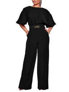 lot 10442 image: acelyn Elegant Jumpsuit for Women Dressy Sexy Plus Size Wide Leg Pant Suit One Piece Party Outfits Black XL