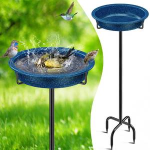 lot 11752 image: YALINKA Freestanding Birdbaths Bowl for Outside, Standing Garden Bird Bath Feeder & Bird Bath Bowl, Detachable Decoration Spa Birdfeeder for Outdoor Garden Patio Yard Lawn (Blue)