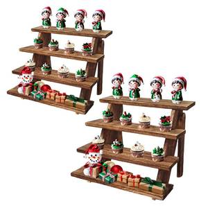lot 11753 image: Fumingpal 2Pcs Wooden Cupcake Stand - 4 Tier Cupcake Display Stand, Rustic Tiered Display Stand, Tool Free Installation Cupcake Stand for Birthday Party Decoration Supplies