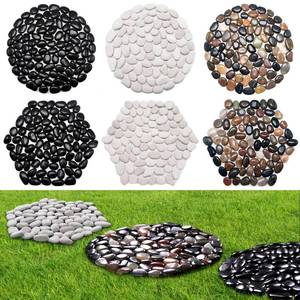 lot 11758 image: Ausluru 10in River Rock Stepping Stones Set - 6 Pack  Polished Pebble  Long-Lasting PVC Mesh Backing  Perfect for Garden Paths and Lawns Outdoor Landscaping Decoration  Rhombus and Round Set