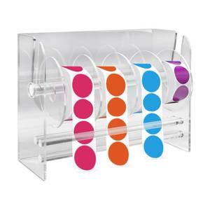 lot 11767 image: Adjustable Label Dispenser 6 Disks Sticker Roll Dispenser Acrylic Sticker Roll Holder Organizer Stand for Holding Tape Stamp Label Tape Office and Home(Size6 Disks)