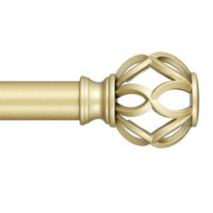 lot 11768 image: Gold Curtain Rods for Windows 48 to 84 Inch, Decorative 1 Inch Window Treatment Rods with Aluminium Twisted Cage Finials, Adjustable Heavy Duty Metal Farmhouse Drapery Pole, Easy Install