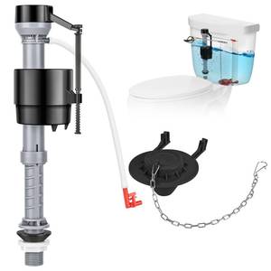 lot 11786 image: Houpeoro Universal Toilet Repair Kit for Inside Tank �� Includes Adjustable Fill Valve & 2-Inch Flapper, Quiet & Easy Installation (Black, 1-Pack)