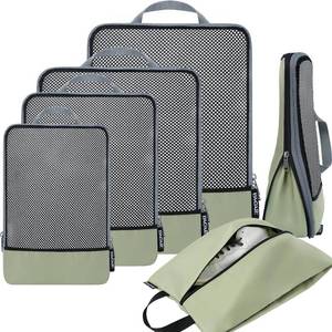 lot 12000 image: BAGAIL 4 Set6 Set8 Set Compression Packing Cubes Travel Accessories Expandable Packing Organizers (Half Mesh, 6-Matcha Green)