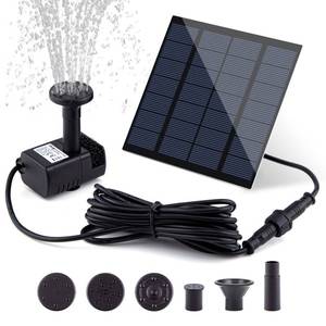lot 12007 image: Solar Fountain Pump Kit with Separate Solar Panel, 1.8 W Upgraded Solar Water Pump with 3 M Long Cable & 4 Nozzles Solar Water Fountain for Bird Bath, Outdoor Pond, Patio Garden No Power Storage