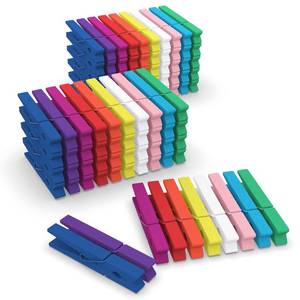 lot 12017 image: 100 Pcs Colored Clothes Pins Wooden, Colored Clothespins for Crafts 2.9 Inch, Clothing Pins for Hanging Classroom