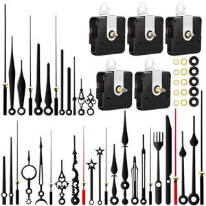 lot 12374 image: 5pcs High Torque Quartz Clock Movement Mechanism Replacement Clock Kit with 12 Different Pairs of Hands Clock for DIY Handicrafts Repair Clock Parts Shaft Lengths 13mm 18mm
