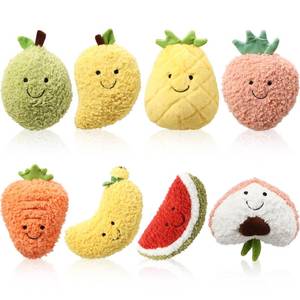 lot 12376 image: Simgoing 8 Pcs Cute Fruit Plush Pillow Stuffed Fruit Toy 8 Inch Avocado Banana Watermelon Peach Strawberry Mango Carrot Pineapple Plush Toy Kawaii Hugging Plushies for Boys Girls Party Favors