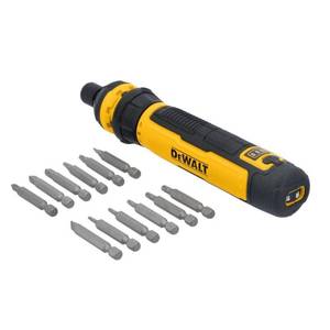 lot 12387 image: DEWALT Cordless Screwdriver  4V USB Rechargeable Electric Screwdriver with 12 pcs Screwdriver Bit Set  LED Light  FLEXDRIVE Control  Compact  Ergonomic (DWHT66719) (Used)