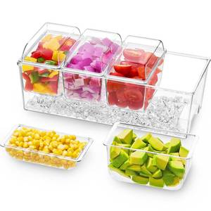 lot 12391 image: Lifewit Taco Bar Serving Set for Party with 4 x 20 oz Containers, Ice Chilled Condiment Caddy Organizer, Garnish Serving Tray Platter for Mimosa Bar Accessories, Fruit, Salad, Food