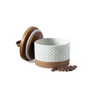 lot 12395 image: Miamolo Small Ceramic Jar with Lid, Coffee Container Kitchen Food Storage Jars for Spice Sugar Candy Matcha, Mini Kitchen Spice Jars for Counter, Home, Pantry - White & 5 fl.oz