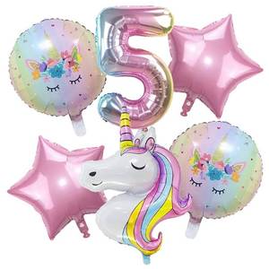 lot 12411 image: DUILE Unicorn Balloons Unicorn Birthday Party Decorations for Girls Foil Balloons Set Macaron and Rainbow Balloon Wedding Baby Shower Party Supplies (5)