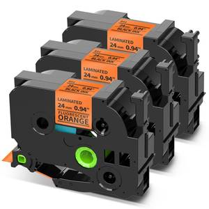 lot 12421 image: COLORWING 24mm 0.94 Orange Label Tape TZe-B51 TZB51 Laminated 1 Inch TZe TZ Tape Compatible with Brother Ptouch PT-P700 PT-P750W Label Maker, Black on Fluorescent Orange, 3-Pack (Only One)