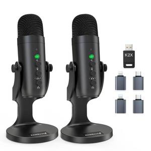 lot 13882 image: ZealSound Podcast Microphone, Podcast Equipment Bundle for iPhone PC iPad Android, Dual Wireless USB Mic 2.4GHz with Noise Reduction, Tap to Mute, Monitor Gain for Streaming, Recording, YouTube,TikTok