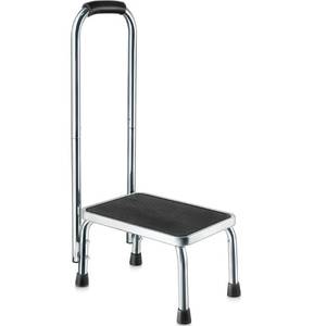 lot 13885 image: Step Stool with Handle for Adults Step stools with Handle for Elderly for Bed Chrome-Plated Steel Frame 330Lbs Capacity Use At Home Bathroom Kitchen