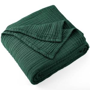 lot 13891 image: Carriediosa 100% Cotton Muslin Throw Blanket 108 X 90 King Size��4-Layers Summer Gauze Throws for Bed Couch��Soft Lightweight Breathable Linen Blankets Bedspread for Adults All Season��Dark Green