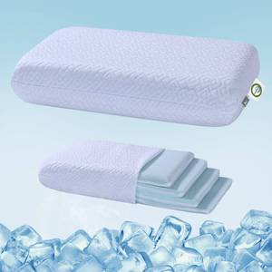 lot 13892 image: LOFE Adjustable Thin Memory Foam Pillow - 4 Heights from 1.2 to 4.8in, Cervical Pillow for Neck Pain Relief, CertiPUR-US Neck Support Pillow for Side Sleepers, BackStomach Sleepers, a Removable Cover