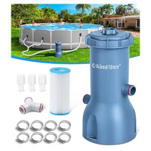 lot 13902 image: KimFilter Pro Series 1000 GPH Above Ground Pool Filter Pump, Powerful Pool Cartridge Filter Pump, Water Circulation and Filtration System -Improved Water Clean & Clarity, Pools Pumps Above Ground-Gray