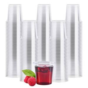 lot 13904 image: JOLLY CHEF 500 Pack Plastic Shot Glasses, 1 oz Clear Disposable Jelly Cups Reusable Perfect for Wine Tasting, Whiskey, Food Samples, Halloween, Thanksgiving Party, Wedding, Christmas
