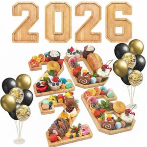 lot 13907 image: Nsoyos 4PCS Wooden Graduation Decorations Number Charcuterie Board Box-(with 14 Balloons) 2026 Charcuterie Numbers Fillable Food Graduation Party Supplies