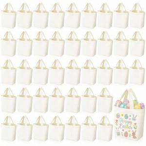 lot 14011 image: Amylove 24 Pcs Mini Tote Bag Sublimation Blank Canvas Tote Bags Reusable for Grocery Shopping, DIY, Easter Party Favor Gift Bags (6.5 x 6 Inch,Natural Color)