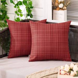 lot 14037 image: MIULEE Outdoor Waterproof Throw Pillow Covers Decorative Farmhouse Water Resistant Cushion Covers for Tent Patio Garden Couch Sofa Pack of 2, 18x18 Inch Red