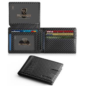 lot 14056 image: RUNBOX Wallet for Men - Slim Rfid Leather Bifold 2 ID Window With Gift Box Mens Accessories