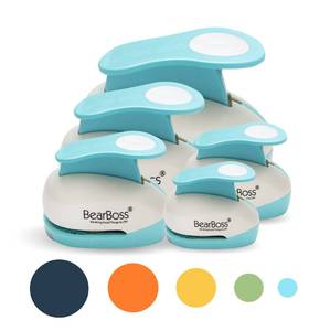 lot 14062 image: BearBoss 5 Circle Paper Punch, Handmade Scrapbook Paper Puncher, Different Size of Scrapbooking Punches Crafting Designs for Office Supplies, Card Making, DIY Albums Photos, Classic White