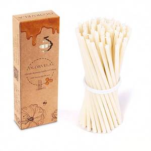 lot 14075 image: Pure Beeswax Candles, 7.3 Decorative Thin Taper Candles,Honey Scented, Dripless, Smokeless, 40min Burn Time for Birthday, Dinner, Prayer, Church, Hanukkah, Christmas (White, 50 pcs)