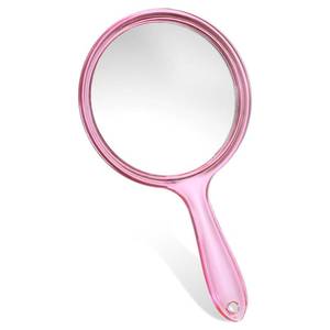 lot 14098 image: Zyghjort Hand Mirror with Handle, Double-Sided 1X5X Handheld Magnifying Makeup Mirror for Women Travel Vanity & Salon Face Grooming, Large 8.2x4.1 ����- Pink