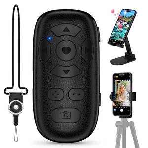 lot 14103 image: Wireless Camera Remote Control for iPhone & Android, TikTok Scrolling Remote with Phone Holder and Tripod Mount Adapter, Bluetooth Photo and Video Clicker with FrontRear Camera Switch Neck Strap