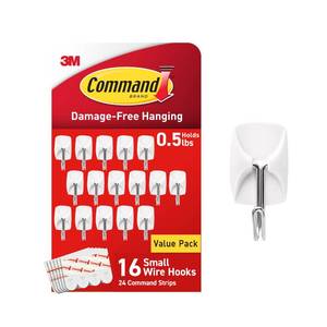 lot 14104 image: Command Small Wire Toggle Hooks, 16 Hooks and 24 Strips, Damage-Free Hanging Wall Hook with Adhesive, No Tools Required, Great for Home, Kitchen, and Office Organization, Holds up to 0.5 lb