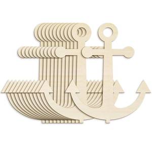 lot 14107 image: Anglechic 12 Pack 12 Inch Blank Anchor Cutout Unfinished Wood Anchor Slices Wooden for Crafts Summer Shaped Ornaments Door Hanger Decor for Summer Home Party Decoration Craft Project