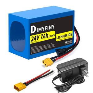 lot 14114 image: 24V 7AH Lithium Battery, Built-in 25A BMS, with Fast Charger XT60 Cable Connector, 24Volt Battery Replacement for Ride on Toy&Cars and DIY Projects