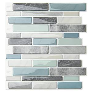 lot 14124 image: WOWSTAR 10-Sheet Peel and Stick Backsplash Tile for Kitchen, Back Splash Stick On Tiles for Kitchen Wall (Grey and Blue)